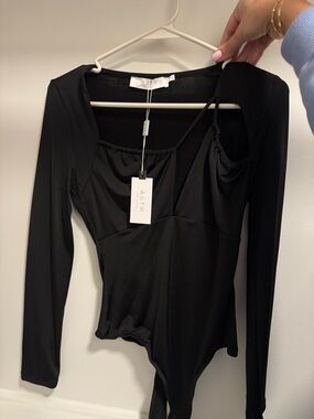 Astr Black Long-Sleeve Bodysuit Size S
